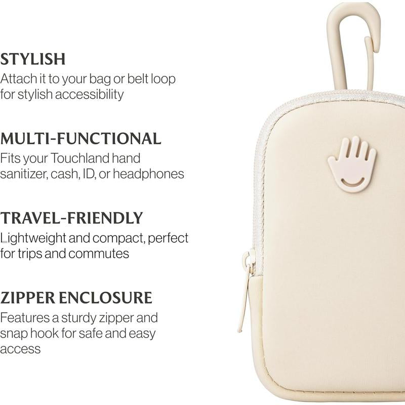 Touchette Zippered Pouch, Attachable Fashion Accessory with Snap Hook Hand Sanitizer 1FL OZ.,