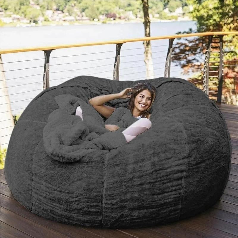 EKWQ Bean Bag,Bean Bag Chair,Giant Fur Bean Bag Chair Cover Ultra Soft Bean Bag Bed for Adults Big round Soft Fluffy Faux Fur Bean Bag Lazy Sofa Bed Cover, (No Filler, Cover Only)