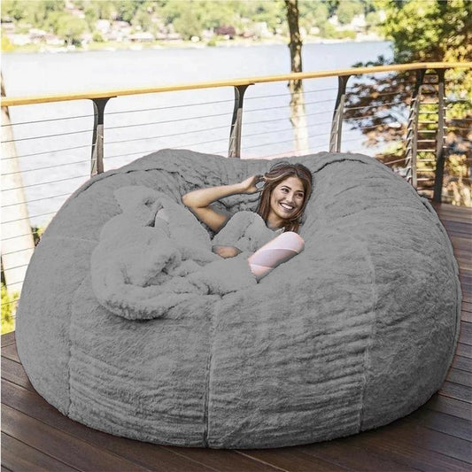 EKWQ Bean Bag,Bean Bag Chair,Giant Fur Bean Bag Chair Cover Ultra Soft Bean Bag Bed for Adults Big round Soft Fluffy Faux Fur Bean Bag Lazy Sofa Bed Cover, (No Filler, Cover Only)