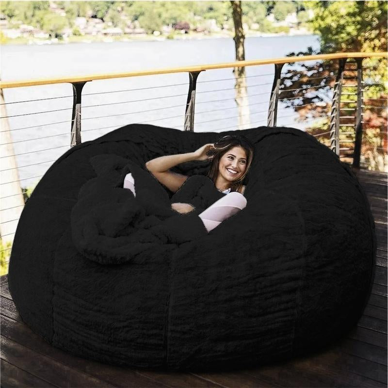 EKWQ Bean Bag,Bean Bag Chair,Giant Fur Bean Bag Chair Cover Ultra Soft Bean Bag Bed for Adults Big round Soft Fluffy Faux Fur Bean Bag Lazy Sofa Bed Cover, (No Filler, Cover Only)