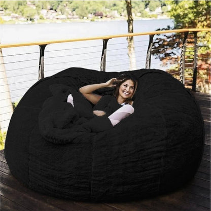 EKWQ Bean Bag,Bean Bag Chair,Giant Fur Bean Bag Chair Cover Ultra Soft Bean Bag Bed for Adults Big round Soft Fluffy Faux Fur Bean Bag Lazy Sofa Bed Cover, (No Filler, Cover Only)