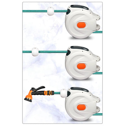 10/20M Automatic Rewind Hose Reel with 7 Pattern Hose Nozzle Water Hose Reel Slow Return System for Car Garden